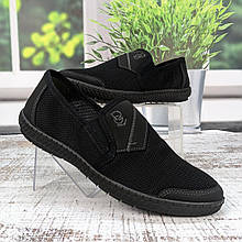 Мокасини чоловічі Dago Style чорні текстильні сітка 3243-3