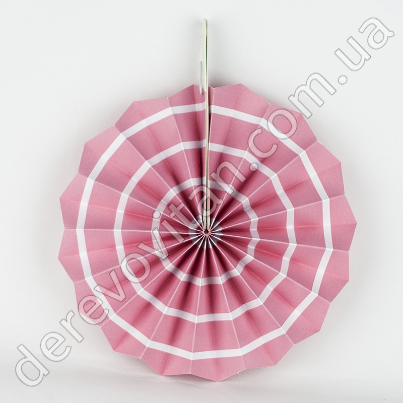 Подвесной веер, светло-розовый в белую полоску, 40 см - бумажный декор-розетка - фото 1 - id-p469083597