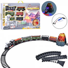 Залізниця 699-58A розмір дороги 177-118см, на акумуляторі, локомотив, вагони 5шт, холодний дим, звук, світло, USB зарядне.