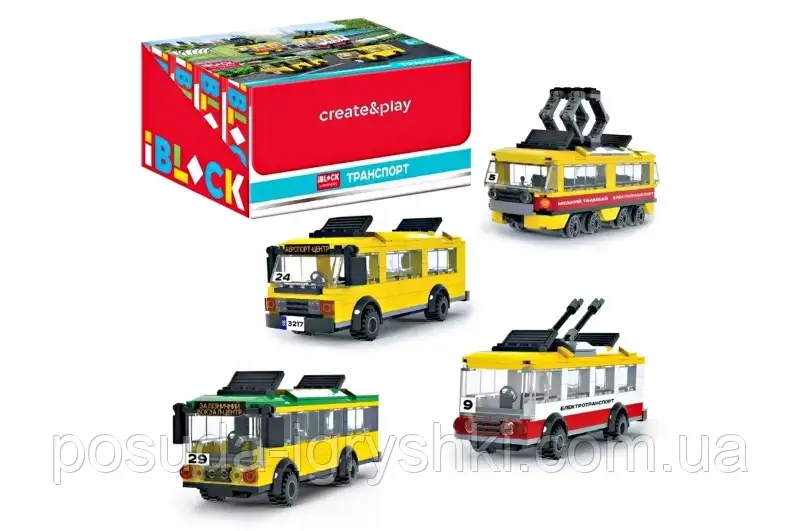 Конструктор PL-921-438 IBLOCK ТРАНСПОРТ 173-182 деталей, інструкція на укр мові, наліпки, коробка 22-16-6см., фото 1