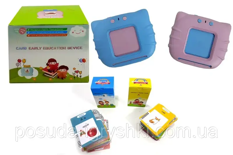 Кишенькова абетка Монтессорі англійською мовою "Котик" 255 карточок в коробці 1980 розмір 11,5-9,5-9см на акумуляторі., фото 1