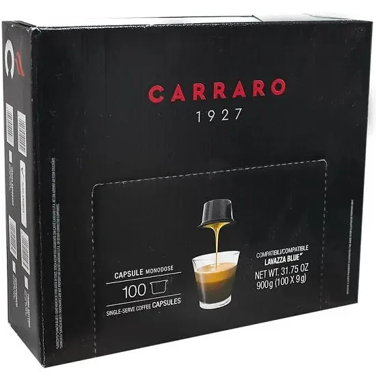 Кава в капсулах Lavazza Blue CARRARO Puro Arabica 100шт, 100% Арабіка. Італія