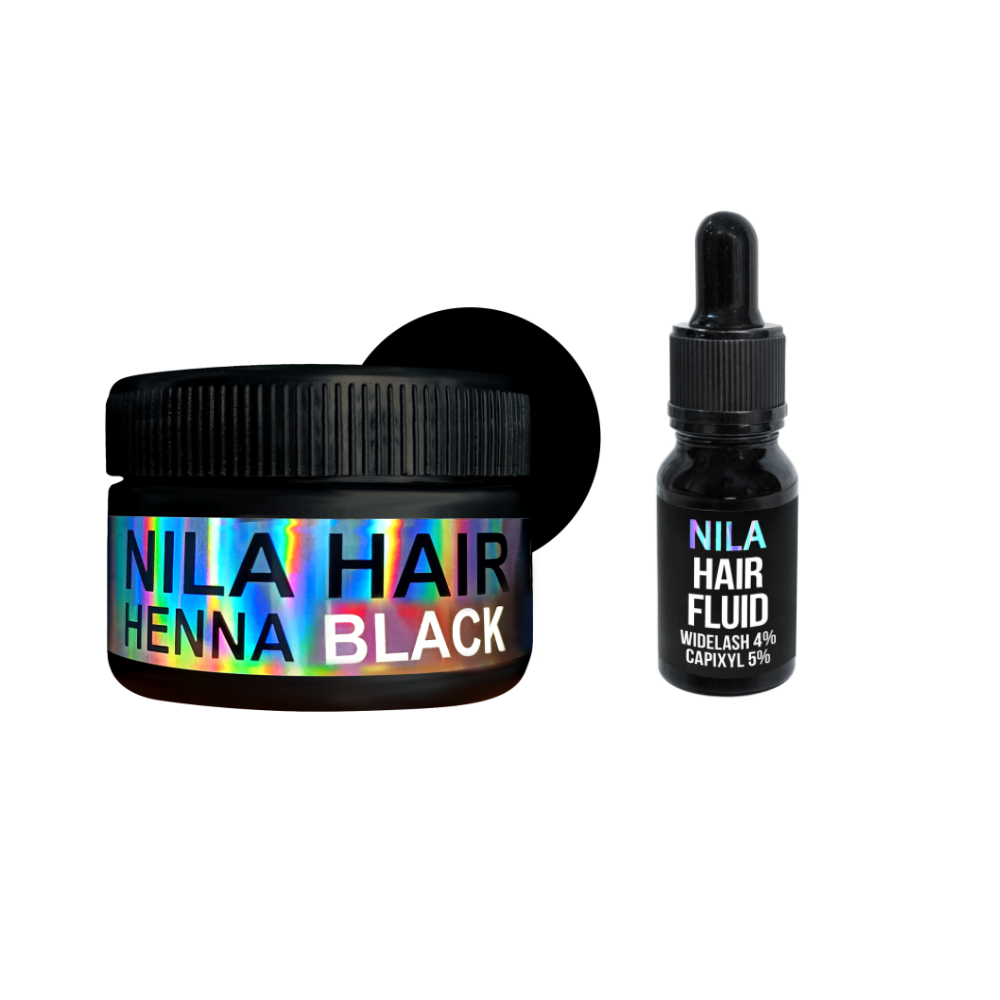 Набір Nila Hair Fluid Сироватка для росту волосся 10мл + Хна для волосся Чорна Black 60г