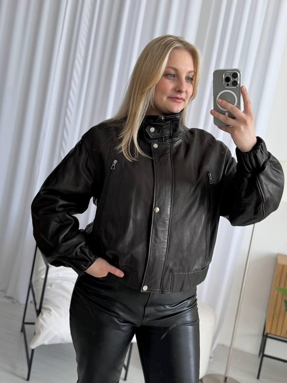 Жіночий шкіряний Бомбер "Віжиталь: Код Свободи" 50/2XL, фото 1