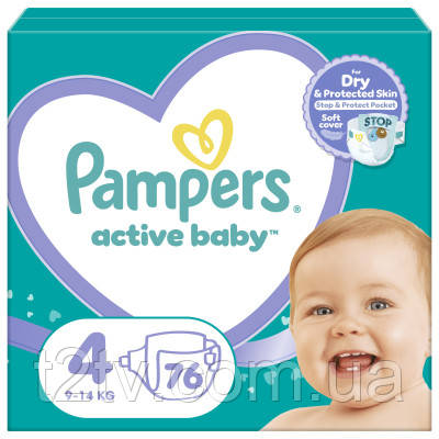 Підгузки Pampers Active Baby Maxi Розмір 4 (9-14 кг) 76 шт (8001090949615)