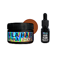 Набір Nila Хна для волосся Руда (Foxy), 60г + Nila Hair Fluid Сироватка для росту волосся, скло + піпетка, 10мл