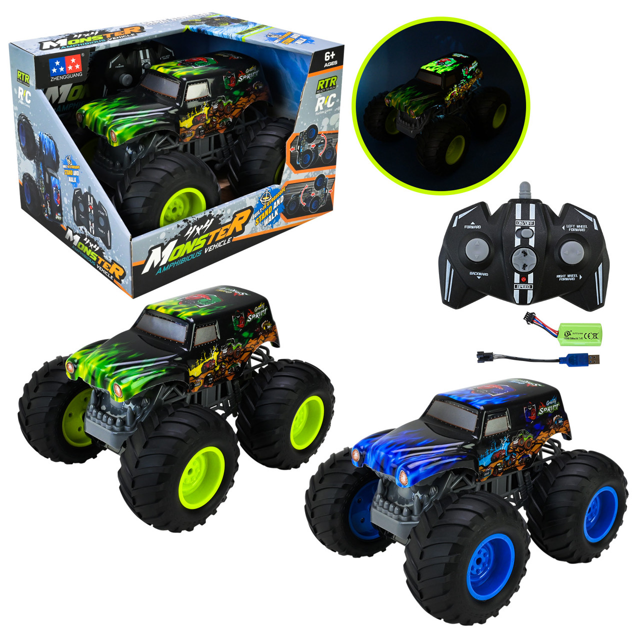 Перевертиш р/к UD2803A акум амфібія, usb-заряд, 2 кольори, світло, фото 1