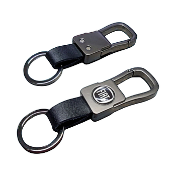 Брелок Fiat з карабіном, брелок металевий фиат