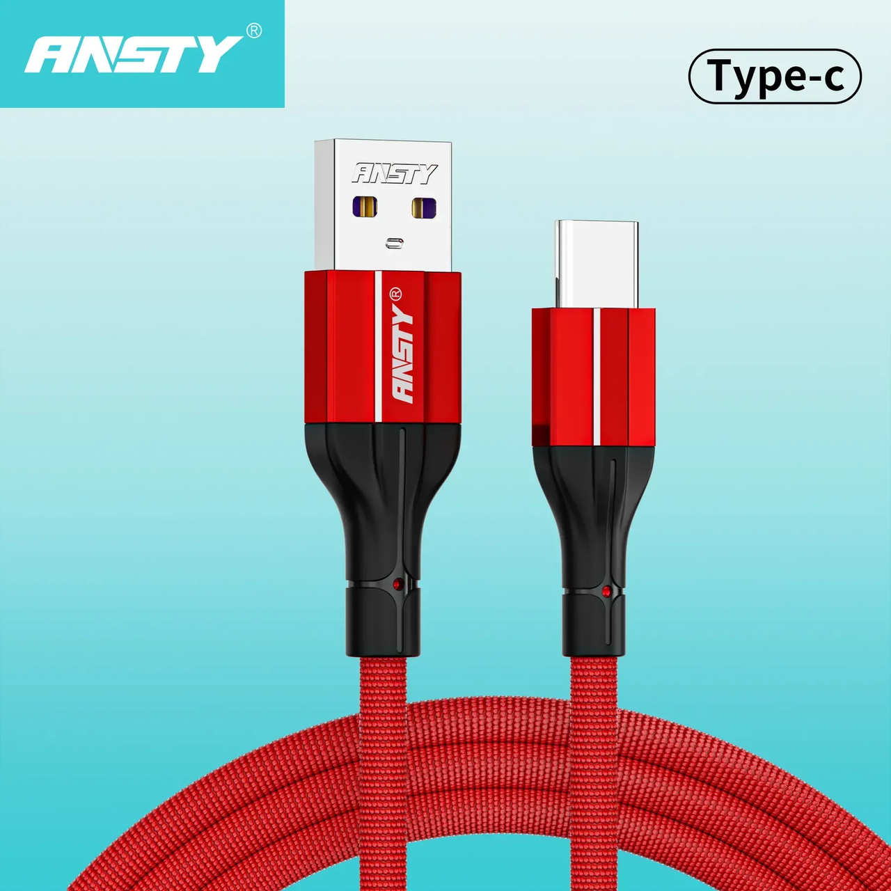 Кабель ANSTY S-018-T Type-C Nylon 3A 1M Червоний, фото 1