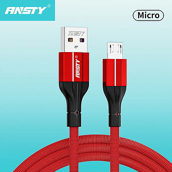 Кабель ANSTY S-018-A Micro USB Nylon 3A 1M Червоний