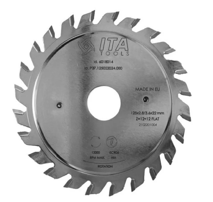 Пила підрізна двокорпусна 125 х 2,8/3,6 х 20 Z = 12+12 (ITA TOOLS), фото 1