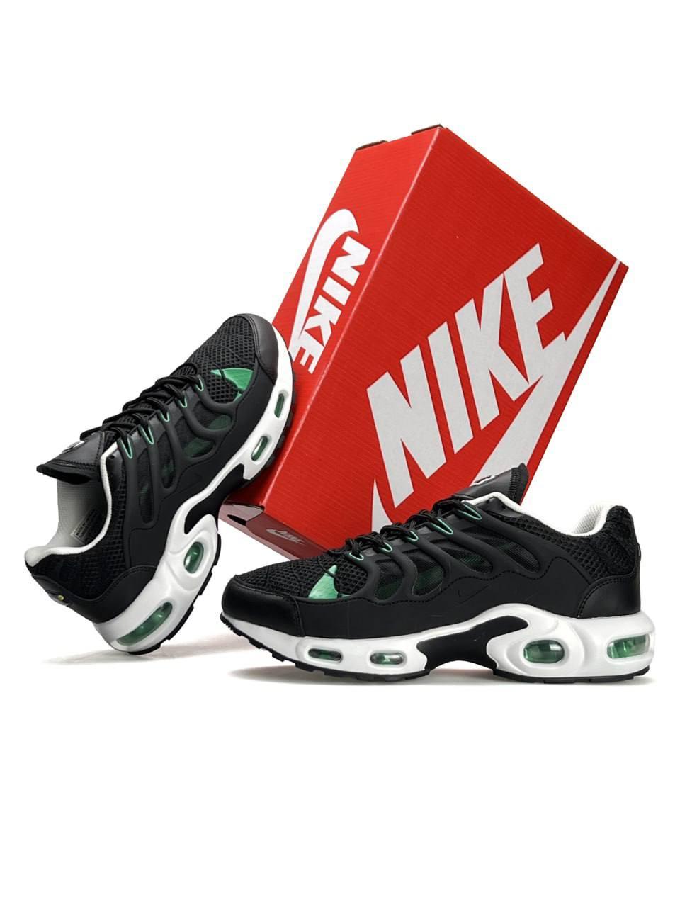 Чоловічі кросівки Nike Air Max Terrascape Plus Black White Green (Чорні) Взуття Найк Аір Макс Плюс сітка шкіра демісезон