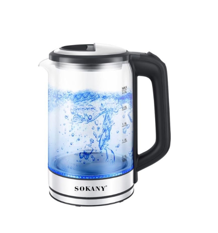 Чайник електричний Sokany SK-09013 2.5 літра прозорий AuraHome