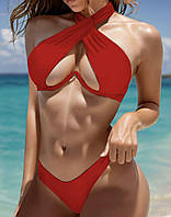 Трендовий червоний сексуальний купальник, жіночий  роздільний купальник міні-бікіні червоний M