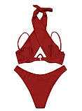 Трендовий червоний сексуальний купальник, жіночий  роздільний купальник міні-бікіні червоний M, фото 2