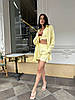 Лимонний жіночий комплект-трійка з льону: топ, оверсайз сорочка та шорти вільного крою, фото 8
