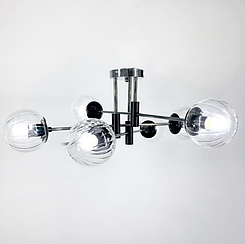 Люстра стельова в хромованому корпусі на 6 прозорих плафонів Ø 70 см 51797/6 CH+BK+CL
