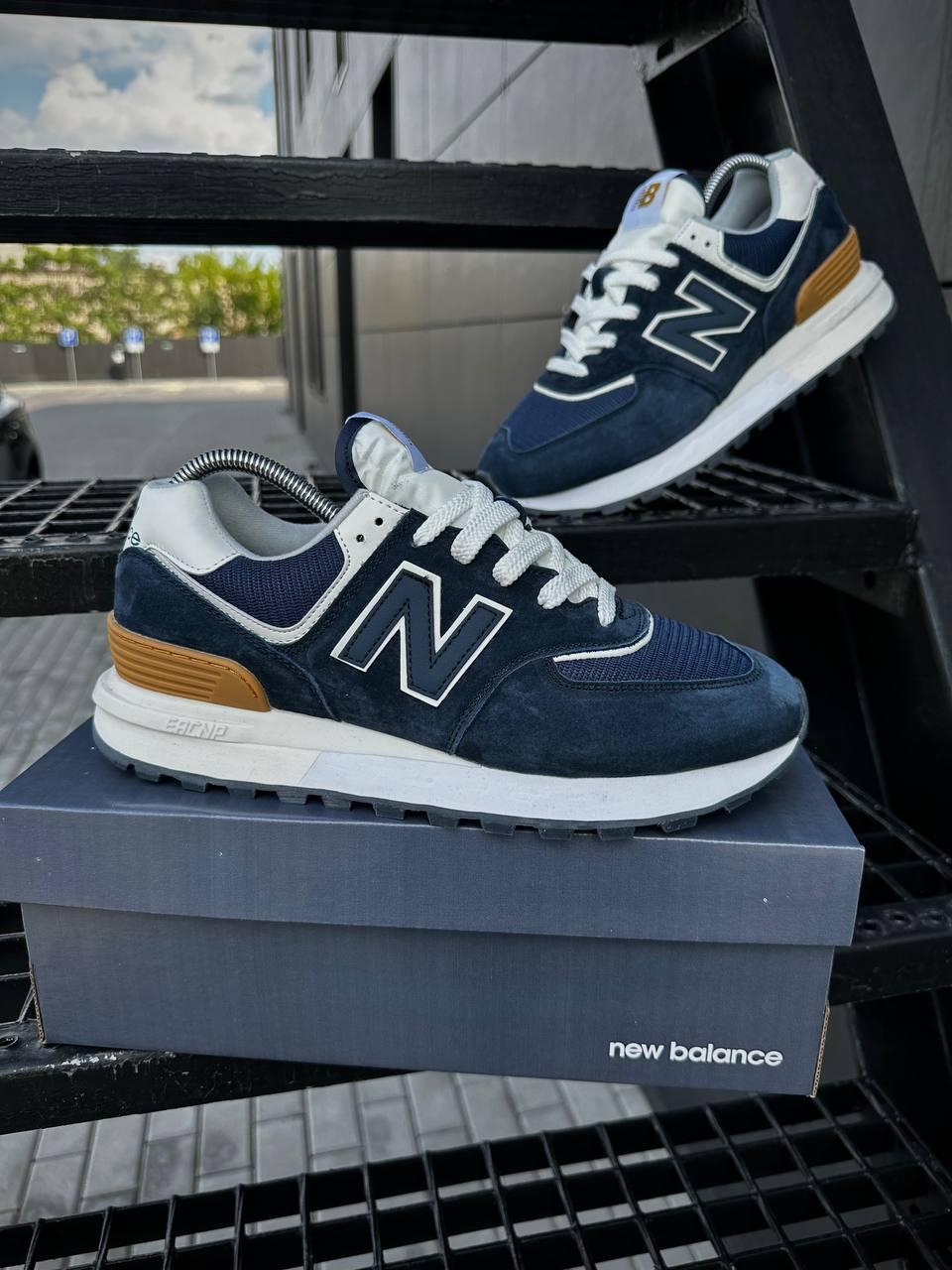 Чоловічі кросівки New Balance 574 Legacy Blue white Нью Беланс 574 Легасі сірі замша демісезон