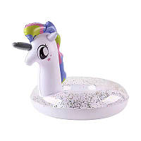 Надувний круг Єдиноріг з ніжками для дітей, Дитячий надувний круг із блискітками 70 см, Дитячий пліт Єдиноріг