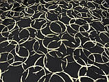 Тканина креп шифон бежеві кільця на чорному фоні № 834, фото 3