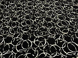Тканина креп шифон бежеві кільця на чорному фоні № 834, фото 8