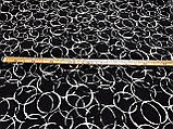 Тканина креп шифон бежеві кільця на чорному фоні № 834, фото 5