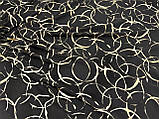 Тканина креп шифон бежеві кільця на чорному фоні № 834, фото 2