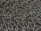 Тканина креп шифон бежева геометрія на чорному фоні № 831, фото 6