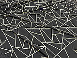 Тканина креп шифон бежева геометрія на чорному фоні № 831, фото 2