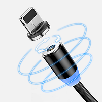 Кабель USB 3в1(Lightning/Micro USB/Type-C) ColorWay CW-CBUU020-BK 2,4A магнітний 1м чорний, фото 5