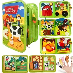 Розвиваюча Фетрова книга для Дітей My First Book Ферма Бізібук Монтессорі