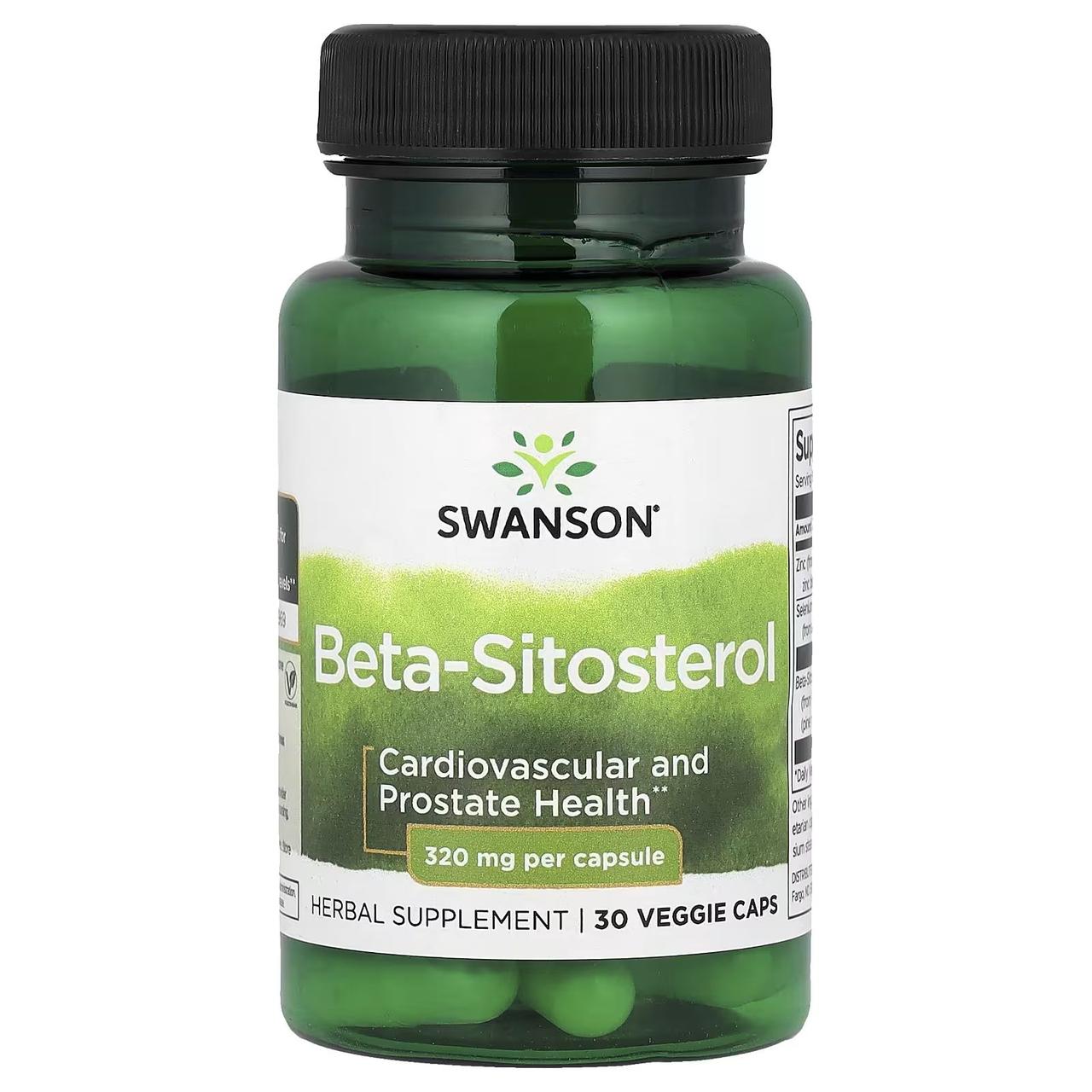 Бета-ситостерин Swanson, 30 вегетаріанських капсул, фото 1