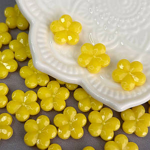 (20 гр) Намистини пластикові Квіточка 14 мм - жовтий