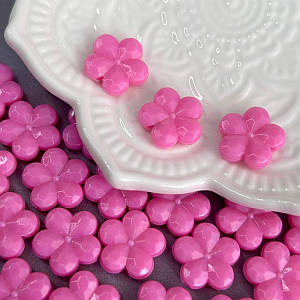 (20 гр) Намистини пластикові Квіточка 14 мм - малиновий