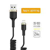 Кабель USB Lightning ColorWay CW-CBUL051-BK 2,4A 0,35-1,5м чорний, фото 3