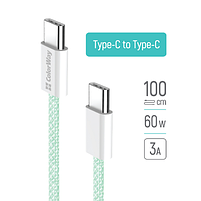 Кабель USB PD Type-C/Type-C ColorWay CW-CBPDCC061-G 3,0A 60W 1м зелений, фото 6