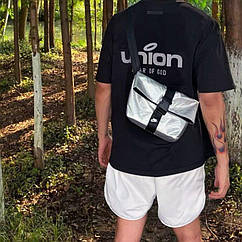 Сумка срібляста Nike через плече спортивна дорожня фітнес-сумка