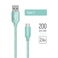 Кабель USB Type-C ColorWay CW-CBUC008-MT 2,4A 2м м'ятний, фото 4