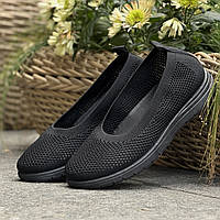 Мокасини жіночі літні чорні текстильні Мокасины женские летние черные текстильные (Код: 3550)