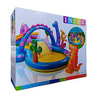 Ігровий центр Intex «Планета динозаврів» 57135 надувний басейн з гіркою, душем, 333×229 см