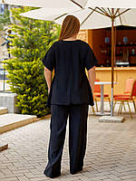 Жіночий літній прогулянковий костюм блуза і штани з креп-жатки (Батал), фото 3