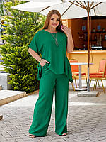 Жіночий літній прогулянковий костюм блуза і штани з креп-жатки (Батал), фото 5