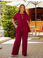 Жіночий літній прогулянковий костюм блуза і штани з креп-жатки (Батал), фото 6