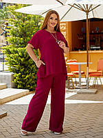 Жіночий літній прогулянковий костюм блуза і штани з креп-жатки (Батал), фото 8