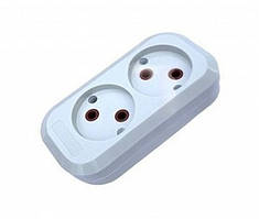 Колодка 2 гнізда без з/к Giselt для подовжувача без заземлення, перенесення подвійна G MGP-101