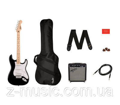 Гітарний набір з електрогітарою SQUIER SONIC STRATOCASTER PACK MN BLACK, фото 1