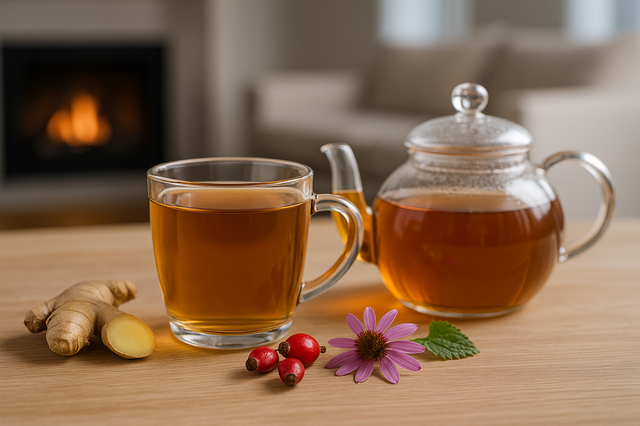 Чай для імунітету з імбирем, шипшиною та ехінацеєю