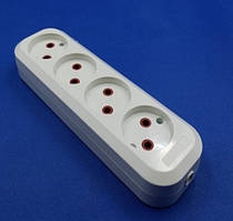 Колодка 4 гнізда без з/к Giselt для подовжувача без заземлення, перенесення четверна G MGP-121