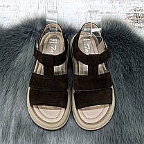 Босоніжки жіночі Tamei замшеві коричневі на об'ємній підошві 4977, фото 5