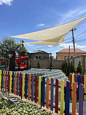 Затінювальна сітка на 85% трикутна для навісу від сонця тент-парус 4х5х6,4 м щільність 110 г/м, фото 5